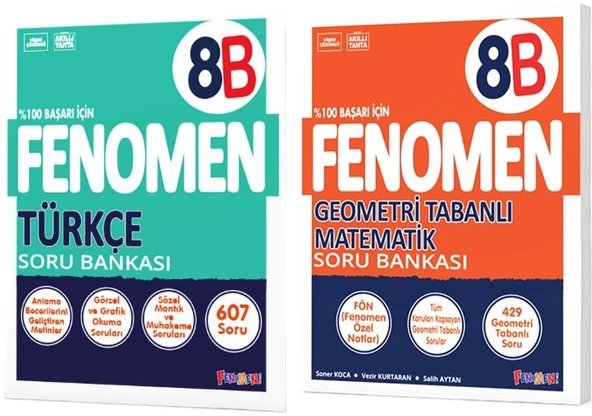 Fenomen Okul 2025 8. Sınıf Türkçe + Geometri Tabanlı B Serisi Soru Bankası Seti 2 Kitap