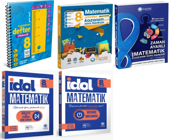 Çanta 2025 8. Sınıf Matematik Kazanım+ Zaman Ayarlı Soru + Defter + İdol Başlangıç + İdol Soru Seti 5 Kitap ürün görseli 1