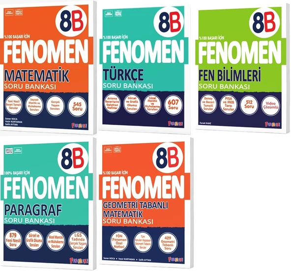 Fenomen Okul 2025 8. Sınıf Matematik + Türkçe + Fen + Geometri + Paragraf B Serisi Soru Bankası Seti 5 Kitap ürün görseli