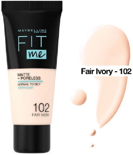 Maybellıne Fıt Me Matte Poreless Fondöten 102 Faır Ivory ürün görseli