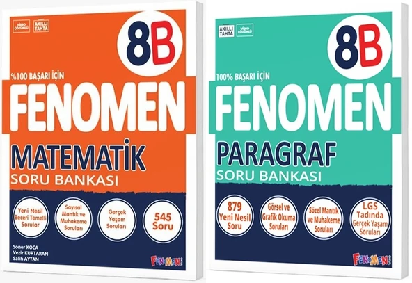 Fenomen Okul 2025 8. Sınıf Matematik + Paragraf B Serisi Soru Bankası Seti 2 Kitap