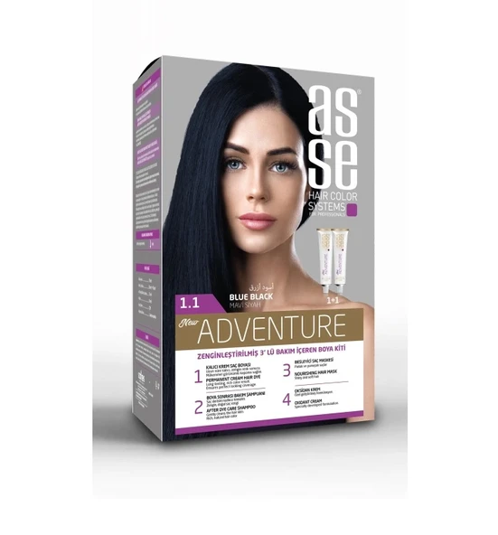 Asse Adventure Saç Boyası 1.1 Mavi Siyah ürün görseli 1
