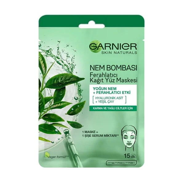 Garnıer Nem Bombası Ferahlatıcı Kağıt Yüz Maskesi Yağlı Cilt