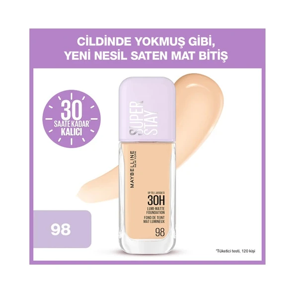 Maybellıne Super Stay Lumi Matte Fondöten 98 ürün görseli