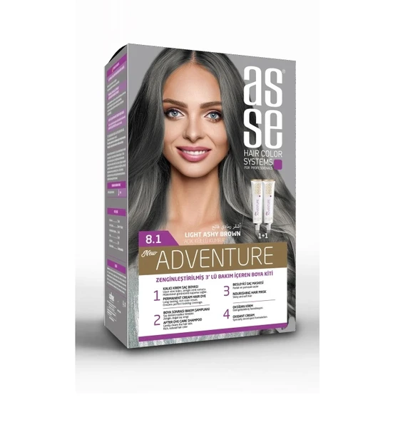 Asse Adventure Saç Boyası 8.1 Açık Küllü Kumral ürün görseli