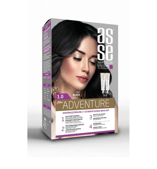 Asse Adventure Saç Boyası 1.0 Siyah - 1