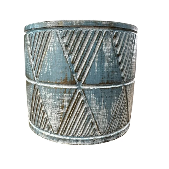 Bitki Tasarımı Ev dekorasyon Mavi Eskitme Piramit Beton Saksı Çiçeklik Saksılık - Resim 3