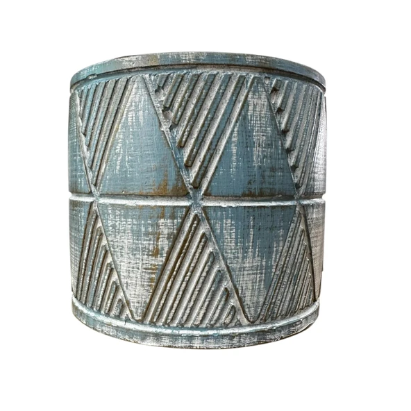 Bitki Tasarımı Ev dekorasyon Mavi Eskitme Piramit Beton Saksı Çiçeklik Saksılık ürün görseli