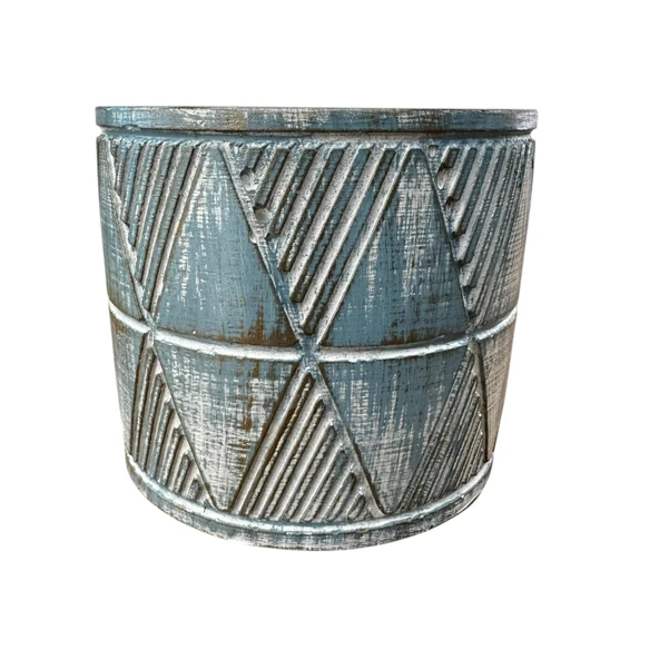 Bitki Tasarımı Ev dekorasyon Mavi Eskitme Piramit Beton Saksı Çiçeklik Saksılık - Resim 4