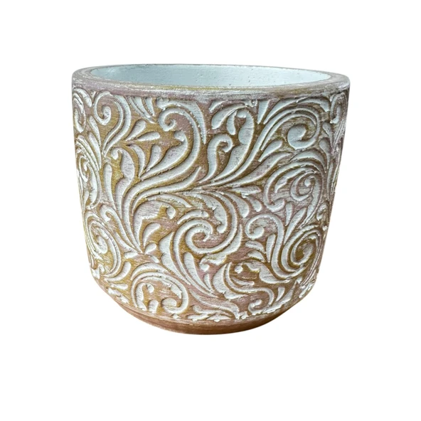 Bitki Tasarımı Ev dekorasyon Gold Çiçek Desen Beton Saksı Çiçeklik Saksılık - Resim 3