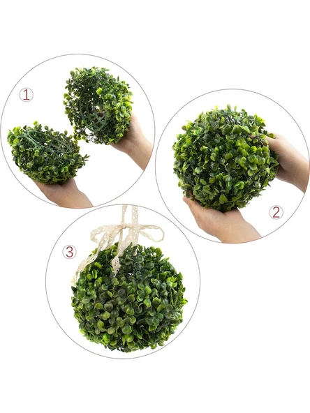Yapay Çiçek Dekoratif Top Şimşir 15 Cm Yeşil Top - 3