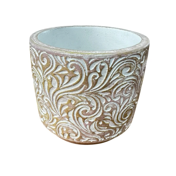 Bitki Tasarımı Ev dekorasyon Gold Çiçek Desen Beton Saksı Çiçeklik Saksılık - Resim 4