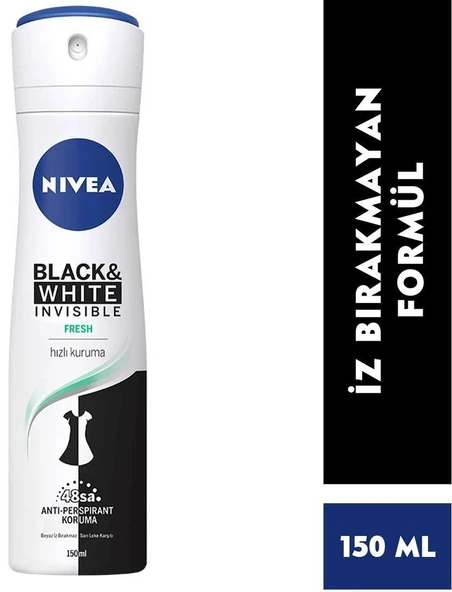 Nıvea Deodorant Invısıble Black Whıte Fresh Bayan Sprey 150 Ml ürün görseli