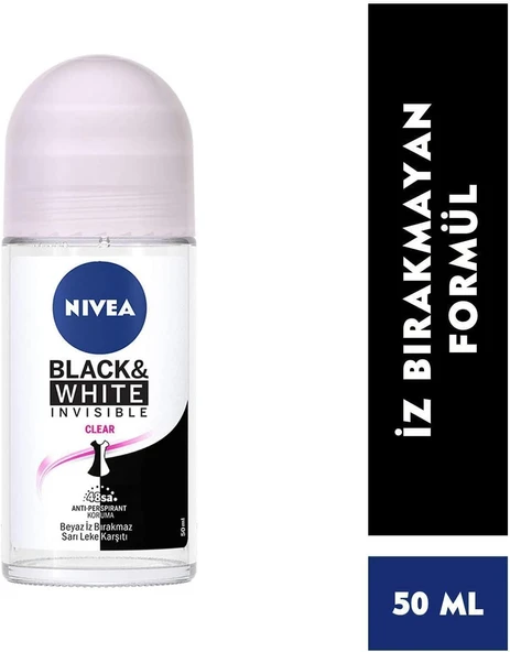 Nıvea Roll On Black Whıte Invısıble Clear Bayan 50 Ml ürün görseli