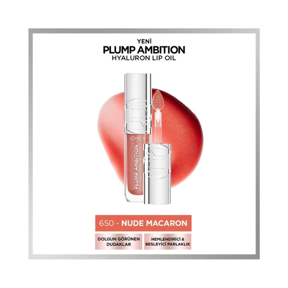Loreal Parıs Plump Ambıtıon Hyaluron Lıp Oıl 650 Nude Macaron - 1