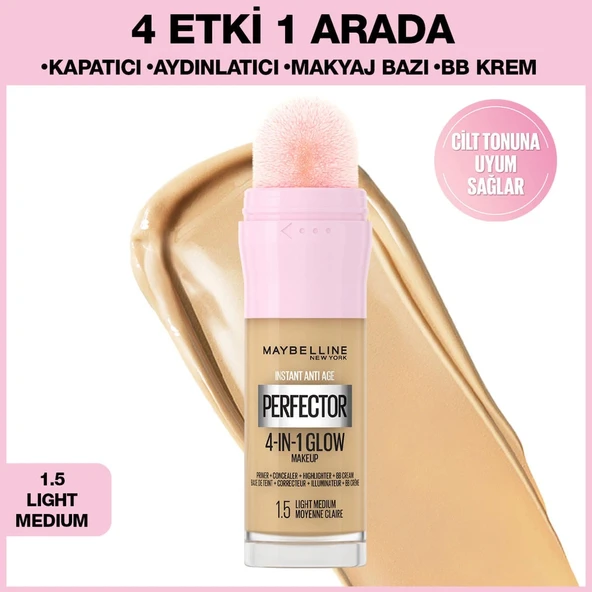 Maybellıne Perfector 4 In1 Glow Fondöten 1.5 Lıght Medıum
