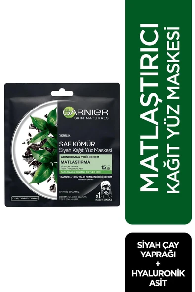 Garnıer Saf Kömür Siyah Kağıt Yüz Maskesi Parlama Karşıtı