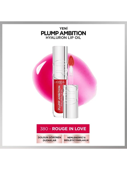 Loreal Parıs Plump Ambıtıon Hyaluron Lıp Oıl 380 Rouge In Love - 1
