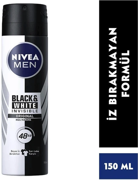 Nıvea Men Deodorant Invısıble Black Whıte Erkek Sprey 150 Ml ürün görseli