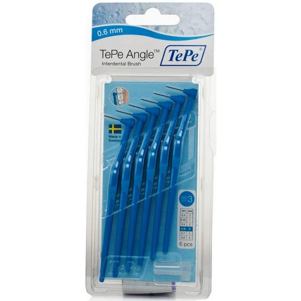 Tepe Angle Saplı Arayüz Fırçası Mavi 0,6 Mm 6 Lı