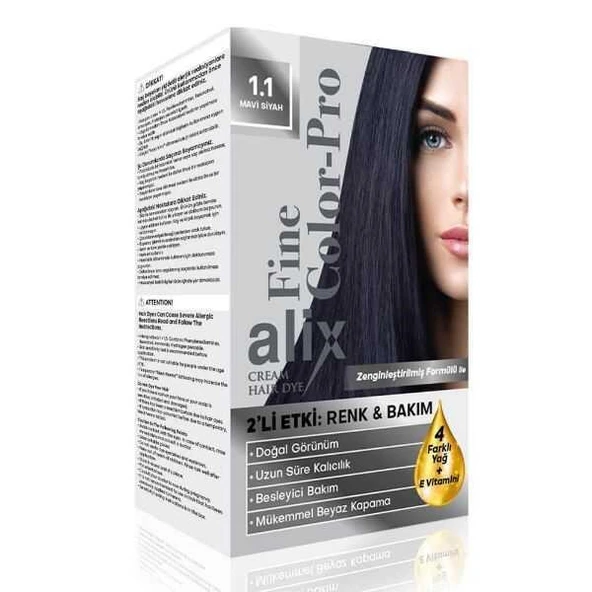 Alix Kit Saç Boyası Color Pro 1.1 Mavi Siyah ürün görseli