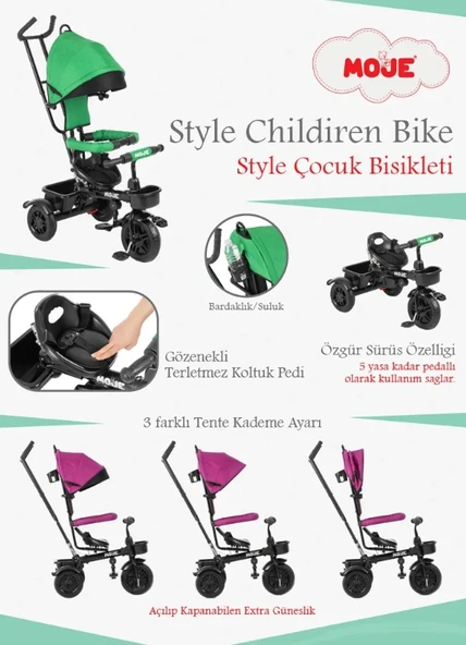 Moje Style 3 Tekerlekli Çocuk Bisikleti Siyah - 4