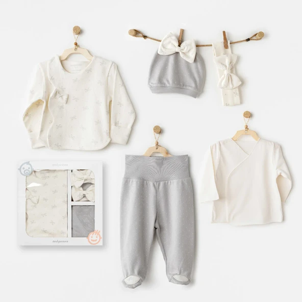 Andywawa AC26250 Baby Bow Bliss 5'li Hastane Çıkışı Ekru