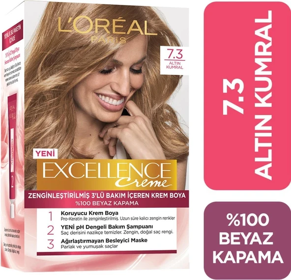 Loreal Excellence Creme Saç Boyası 7.3 Altın Kumral ürün görseli 1