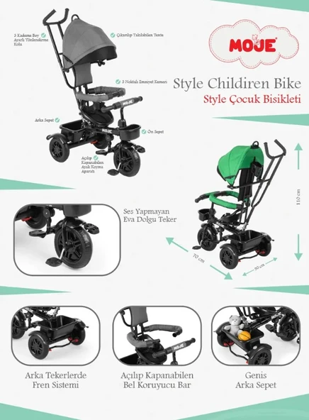 Moje Style 3 Tekerlekli Çocuk Bisikleti Siyah - 5