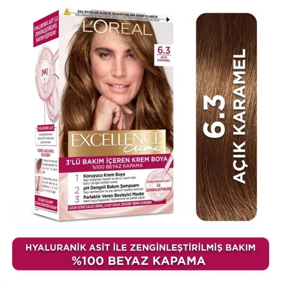 Loreal Excellence Creme Saç Boyası 6.3 Açık Karamel ürün görseli 1