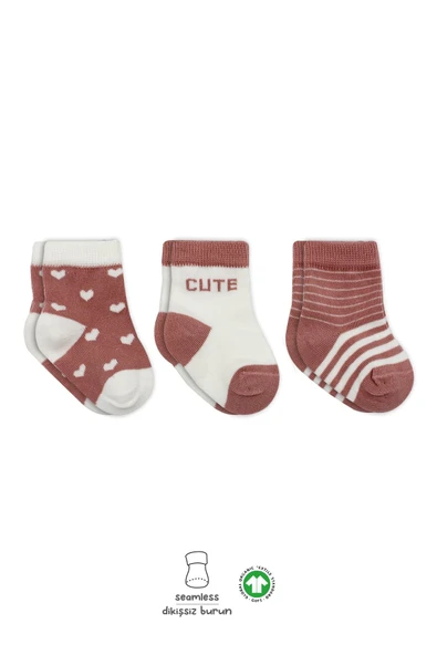 Bistyle 3'Lü Penye Cute Stars Soket Çorap 10115 Pudra