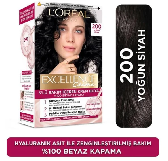 Loreal Excellence Creme Saç Boyası 200 Yoğun Siyah ürün görseli 1