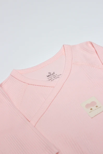 Bistyle Organic Modal Flying Balloons Kruvaze Uzun Kol Body BS17121 Pembe - 3