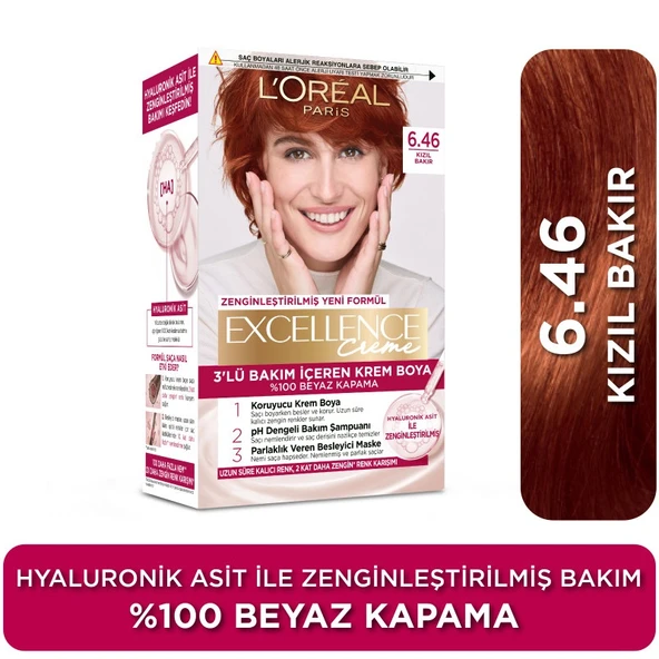 Loreal Excellence Creme Saç Boyası 6.46 Kızıl Bakır ürün görseli 1