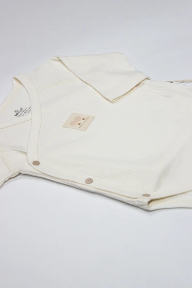 Bistyle Organic Modal Flying Balloons Kruvaze Uzun Kol Body BS17121 Ekru - Resim 5