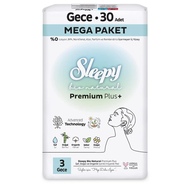 Sleepy Bio Natural Premium Plus Mega Gece Ped 30 Adet - 2