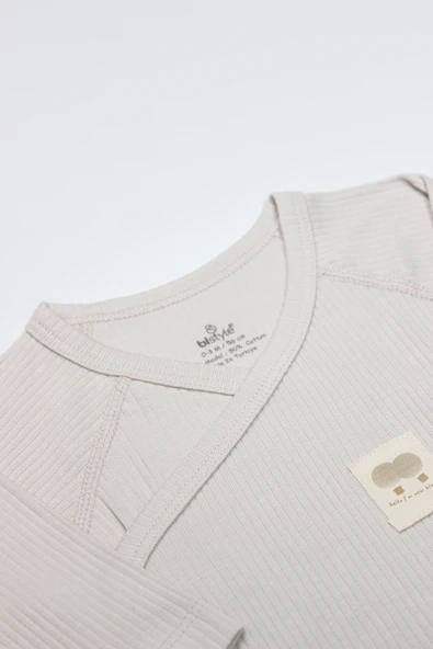 Bistyle Organic Modal Flying Balloons Kruvaze Uzun Kol Body BS17121 Bej - 3