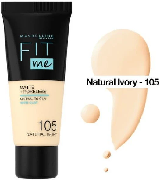 Maybellıne Fıt Me Matte Poreless Fondöten 105 Natural Ivory ürün görseli