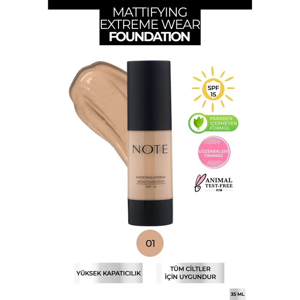 Note Mattıfyıng Extreme Wear Fondöten No 01