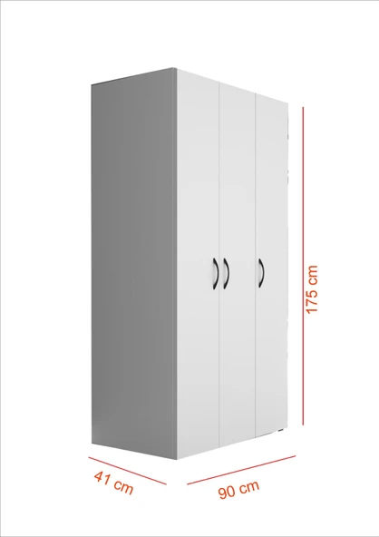 Ed Pet Dizayn Doruk 3 Kapaklı Çam Elbise Dolabı Çok Amaçlı Dolap 90 Cm genişlik - 4