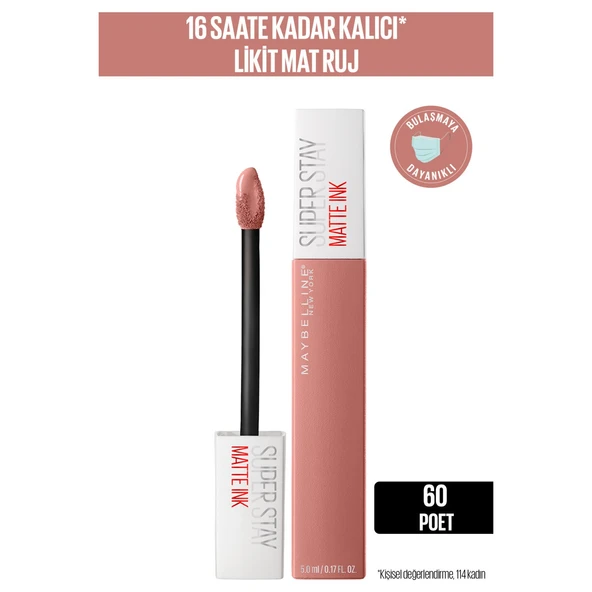 Maybellıne Super Stay Matte Ink Kalıcı Likit Mat Ruj 60 Poet