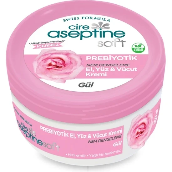 Cire Aseptine Soft Prebiyotik Gül Özlü Krem 300 Ml