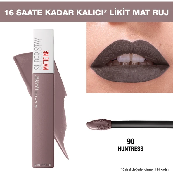 Maybellıne Super Stay Matte Ink Kalıcı Likit Mat Ruj 90 Huntress Delist - 1