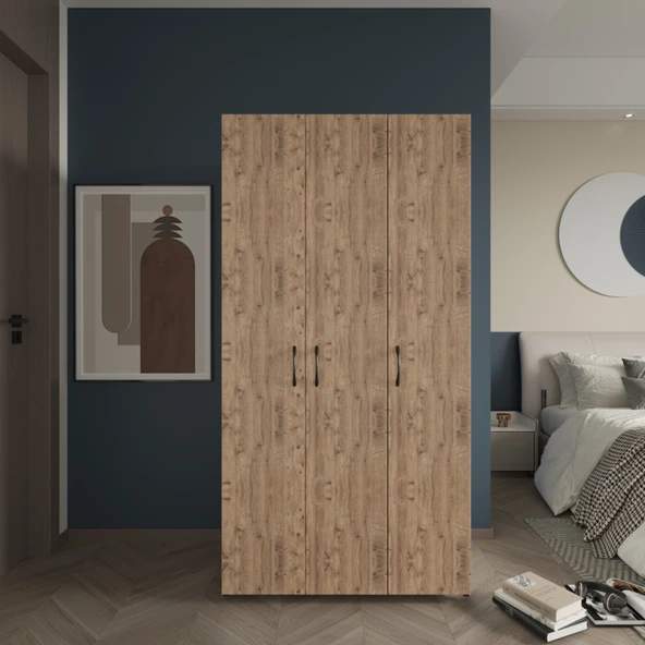 Ed Pet Dizayn Doruk 3 Kapaklı Çam Elbise Dolabı Çok Amaçlı Dolap 90 Cm genişlik - 2