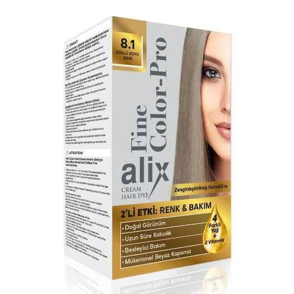 Alix Kit Saç Boyası Color Pro 8.1 Küllü Koyu Sarı ürün görseli 1