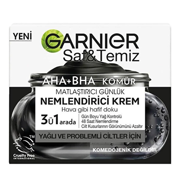Garnıer Aha Bha Kömür Matlaştırıcı Günlük Nemlendirici Krem 50 Ml