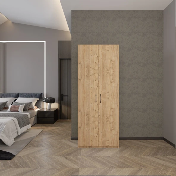 Ed Pet Dizayn 2 Kapaklı 5 Katlı Çok Amaçlı Atlantik Çam Elbise Dolabı / Saklama Dolabı 70CM