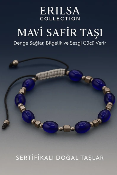 Sertifikalı Sentetik Mavi Safir Taşı Bileklik - Bilgelik Denge ve Sezgi Gücü Veren Takı ürün görseli 1