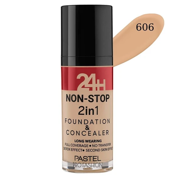 Pastel 24 H Non-Stop 2 İn 1 Fondeten Concealer No:606 ürün görseli
