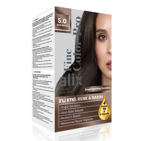 Alix Kit Saç Boyası Color Pro 5.0 Açık Kahve ürün görseli